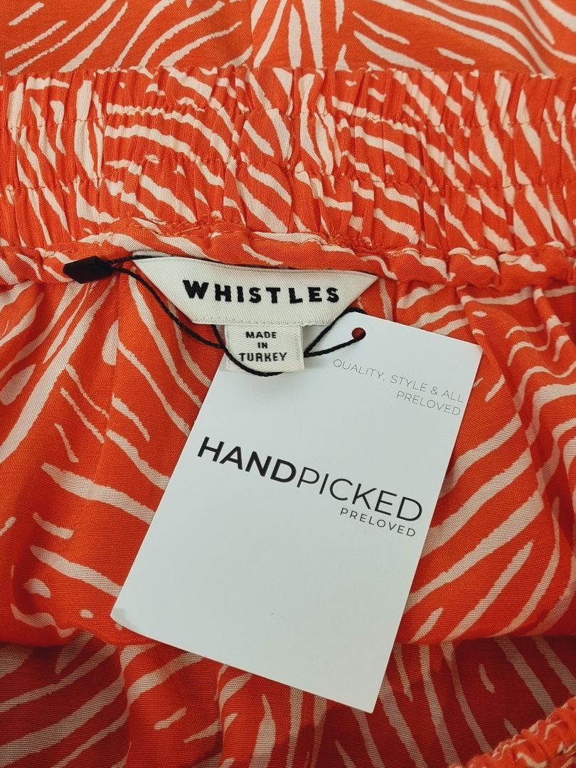 Whistles Orange White Midi Skirt - Size 14