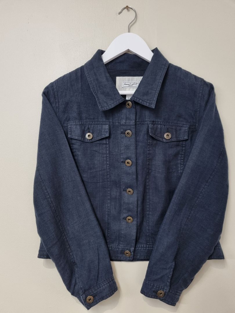 Deane & White Navy Blue Linen Jacket - Size S