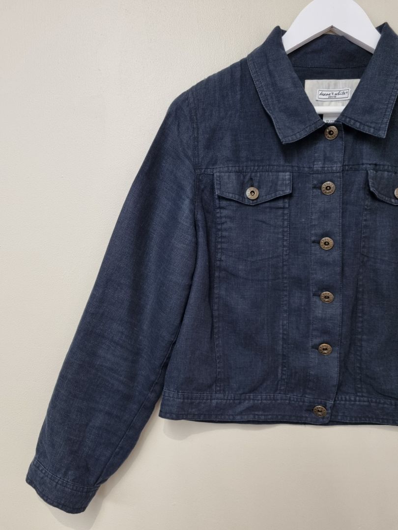 Deane & White Navy Blue Linen Jacket - Size S