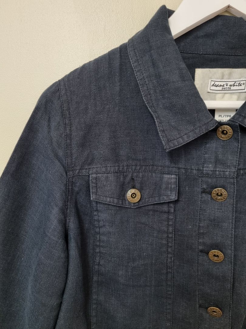 Deane & White Navy Blue Linen Jacket - Size S