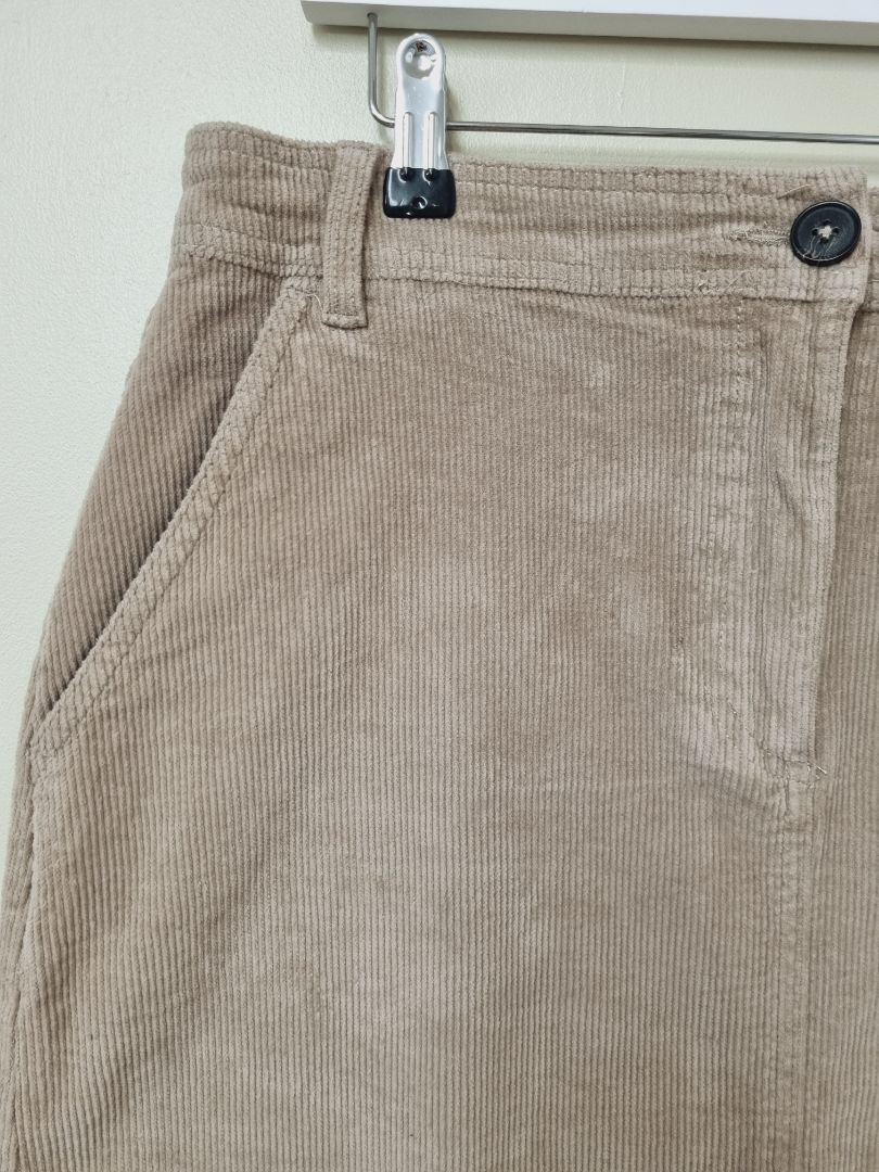 B Young Beige Cord Midi Pencil Skirt - Size 14