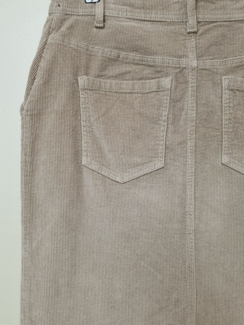 B Young Beige Cord Midi Pencil Skirt - Size 14