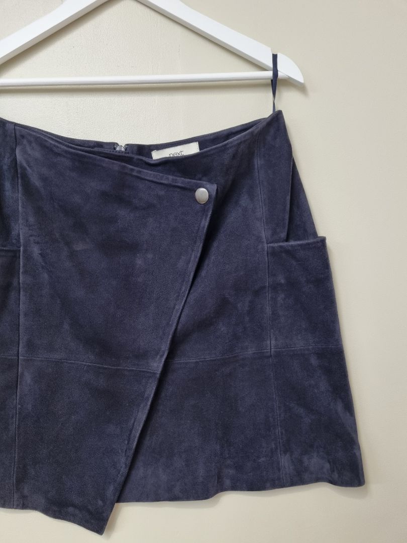 Next Navy Blue Suede Mini Skirt - Size 14