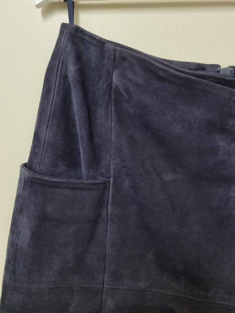 Next Navy Blue Suede Mini Skirt - Size 14