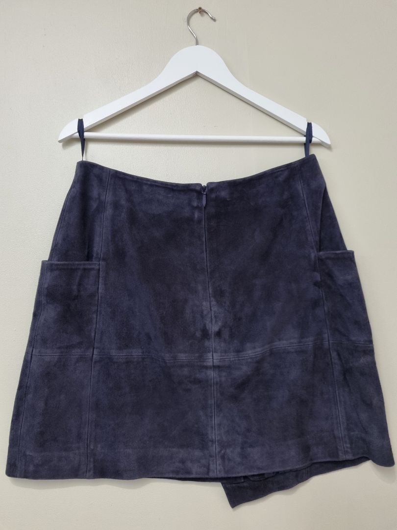 Next Navy Blue Suede Mini Skirt - Size 14