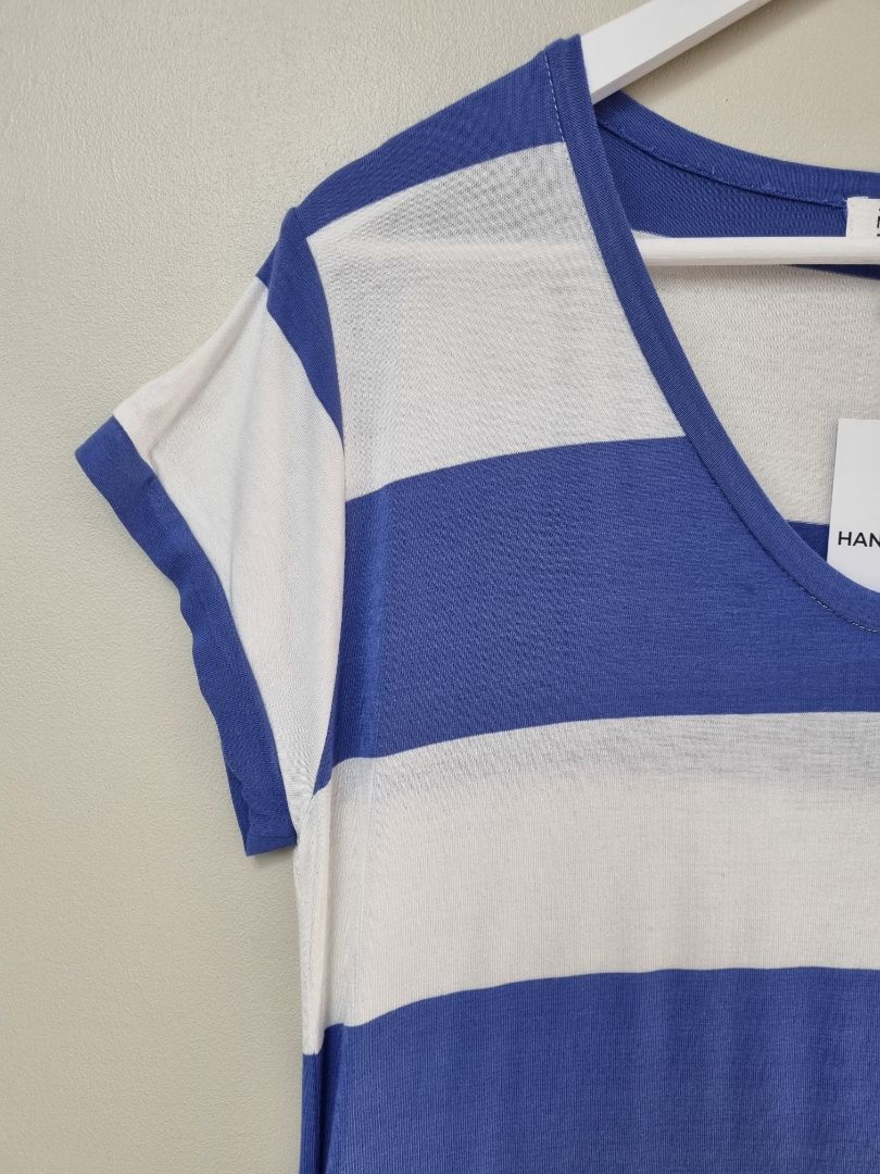 Masai Blue White Striped Jersey Dress - Size L