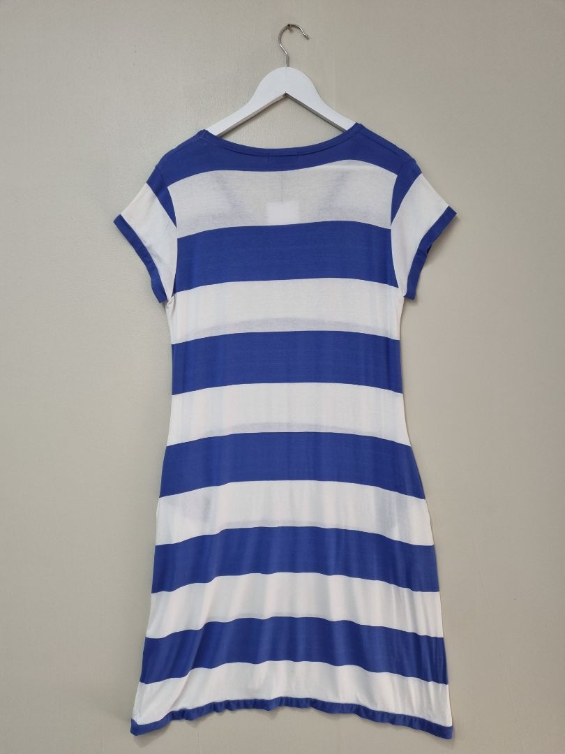 Masai Blue White Striped Jersey Dress - Size L