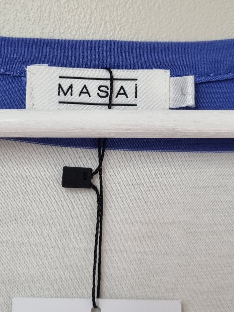 Masai Blue White Striped Jersey Dress - Size L