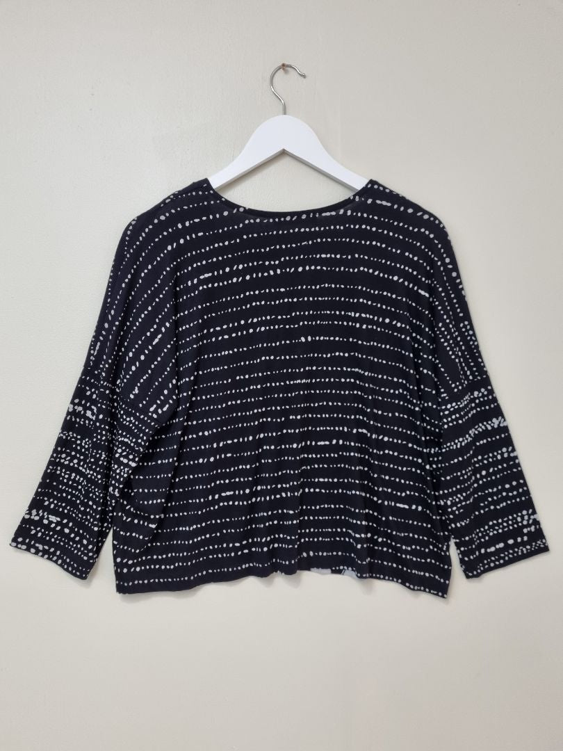 Alembika Black White Boxy Fit Blouse - Size 12
