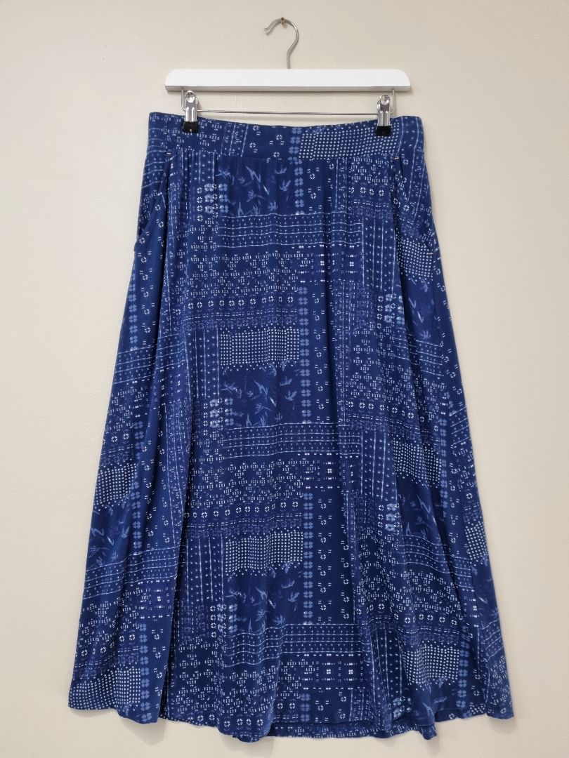 White Stuff Blue Midi Skirt - Size 12