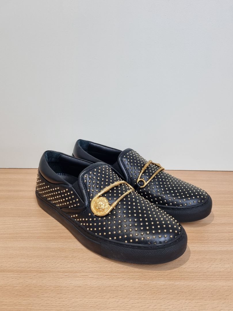 Versus Versace Black Gold Slip On Trainers - Size 37 / 4