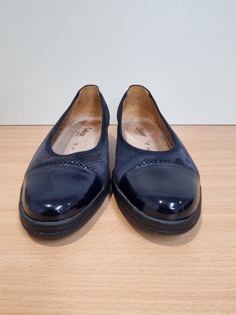 Gabor Navy Blue Flat Patent Toe Shoes - Size 5