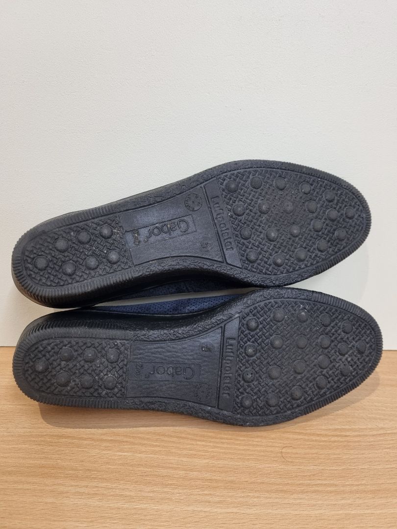 Gabor Navy Blue Flat Patent Toe Shoes - Size 5