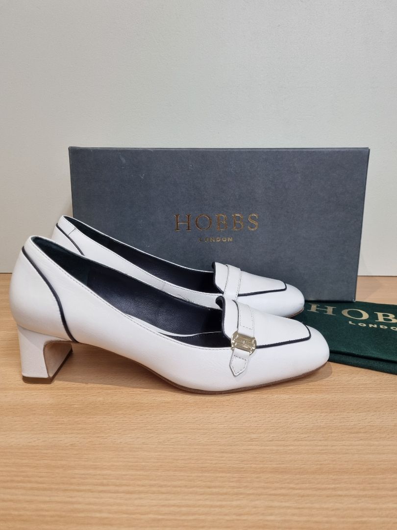 Hobbs White Carolina Block Heel Shoes - Size 5