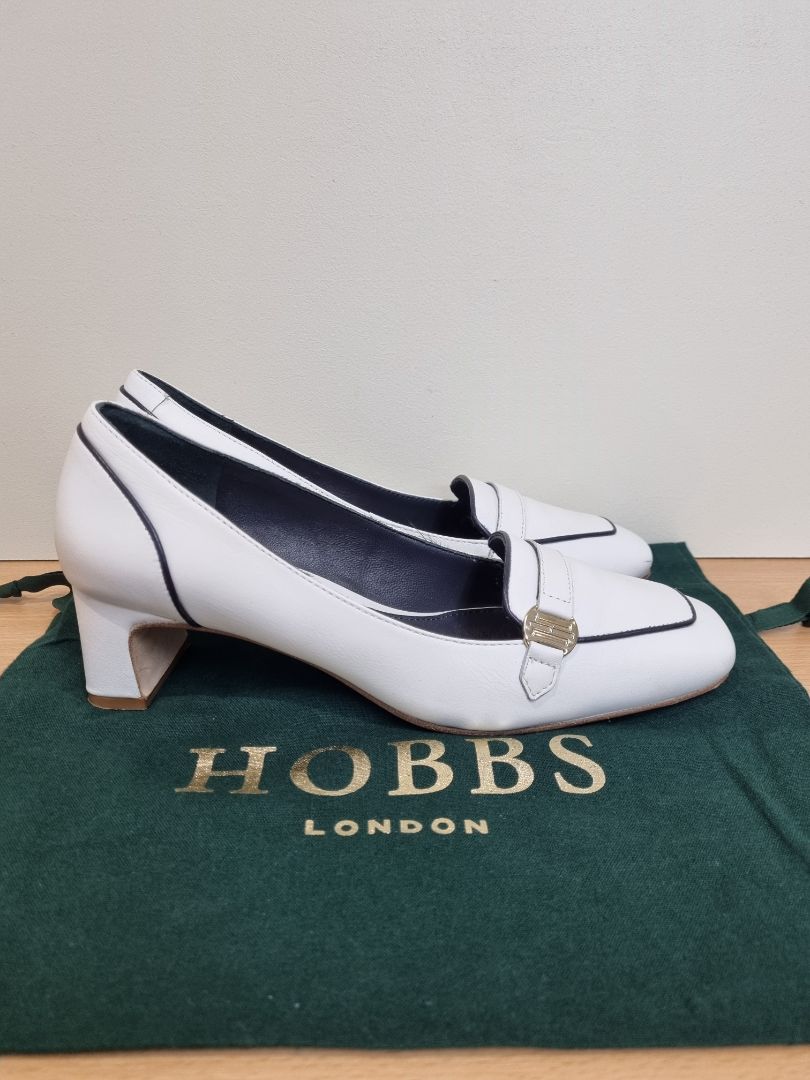 Hobbs White Carolina Block Heel Shoes - Size 5