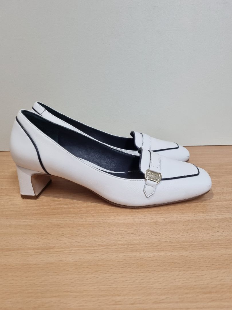Hobbs White Carolina Block Heel Shoes - Size 5