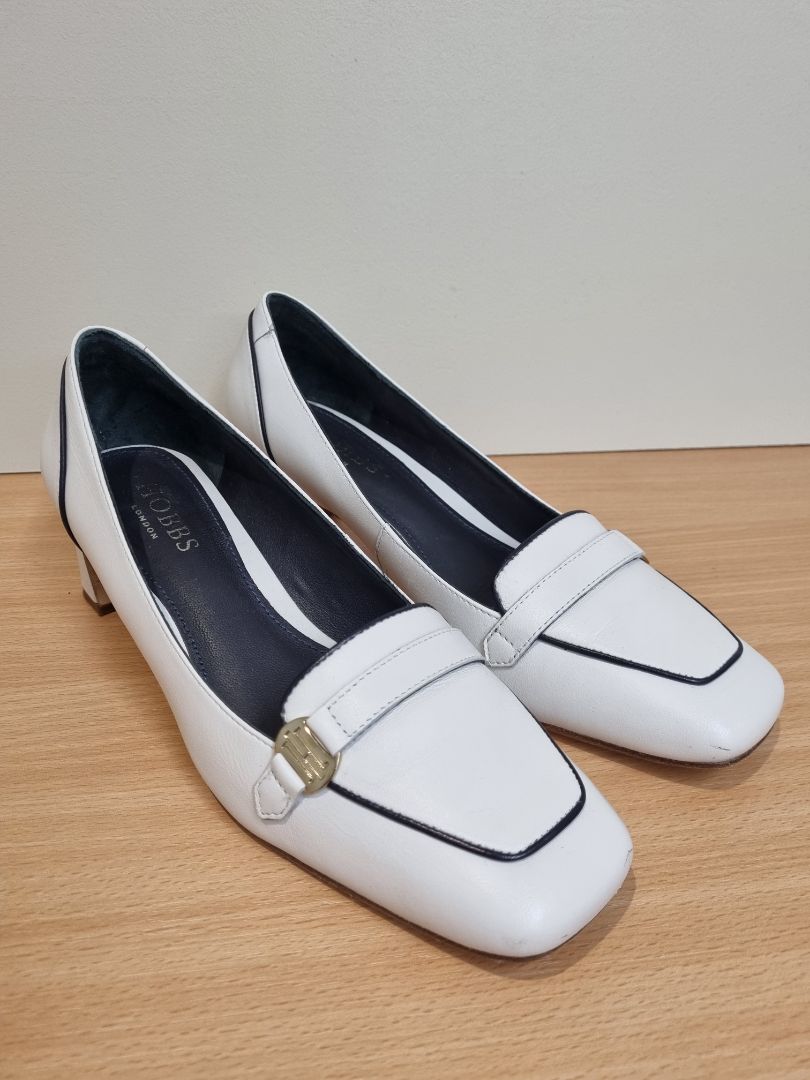 Hobbs White Carolina Block Heel Shoes - Size 5