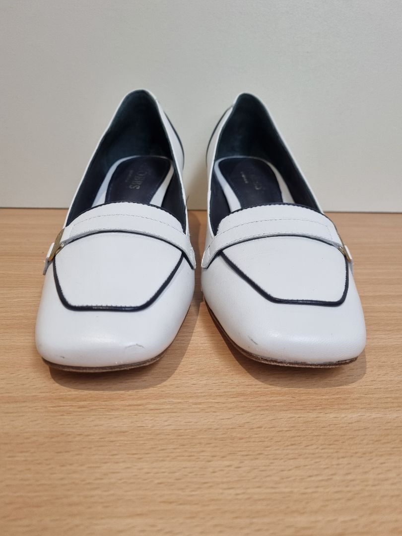 Hobbs White Carolina Block Heel Shoes - Size 5
