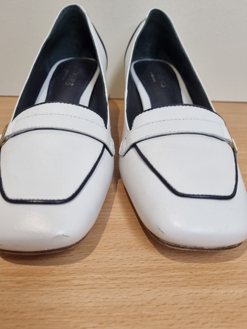 Hobbs White Carolina Block Heel Shoes - Size 5