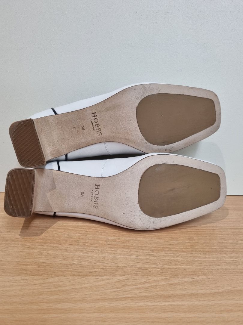 Hobbs White Carolina Block Heel Shoes - Size 5