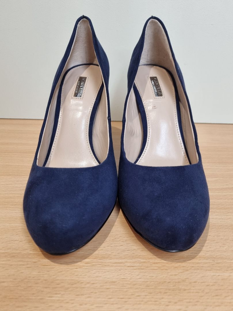 Carvela Navy Suede Advice Heel Shoes - Size 4