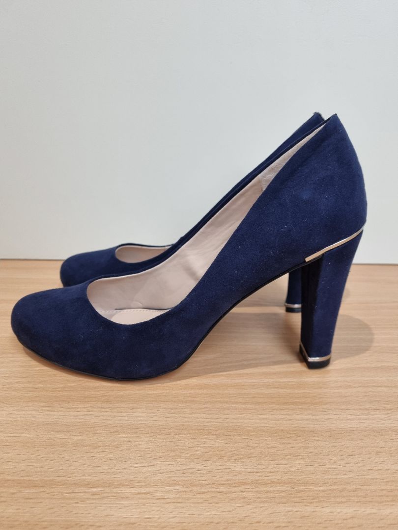 Carvela Navy Suede Advice Heel Shoes - Size 4