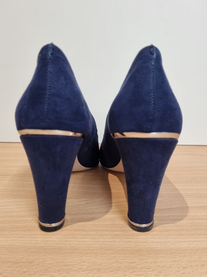 Carvela Navy Suede Advice Heel Shoes - Size 4