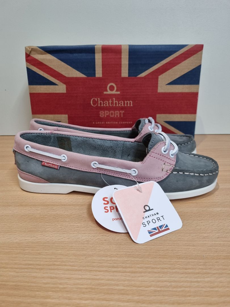 Chatham Sport Pink Grey Deck Shoes - Size 6