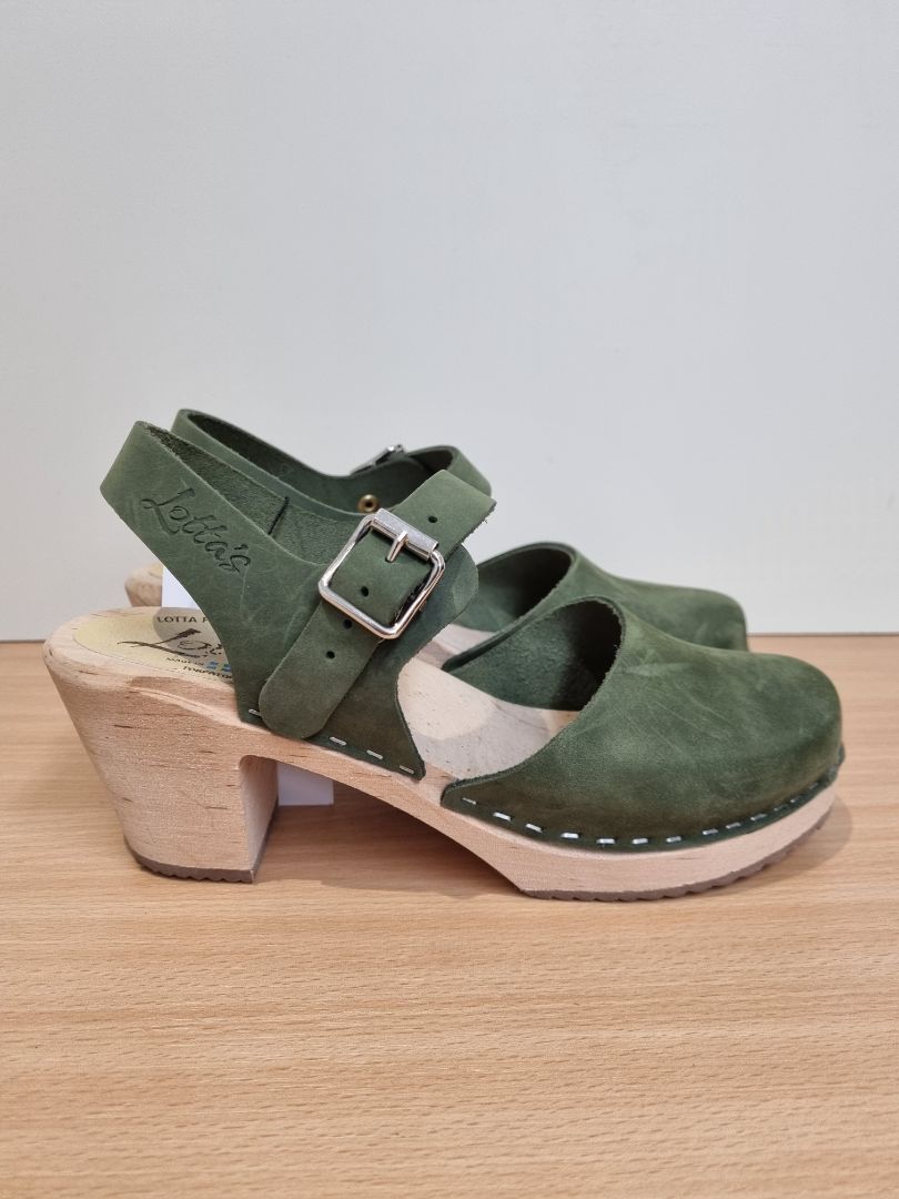 Lotta from Stockholm Green Highwood Nubuck Clogs - Size 37/4