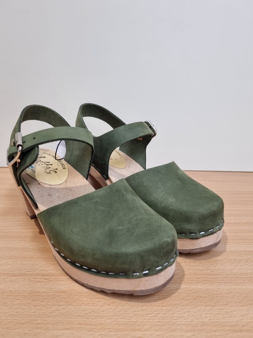 Lotta from Stockholm Green Highwood Nubuck Clogs - Size 37/4