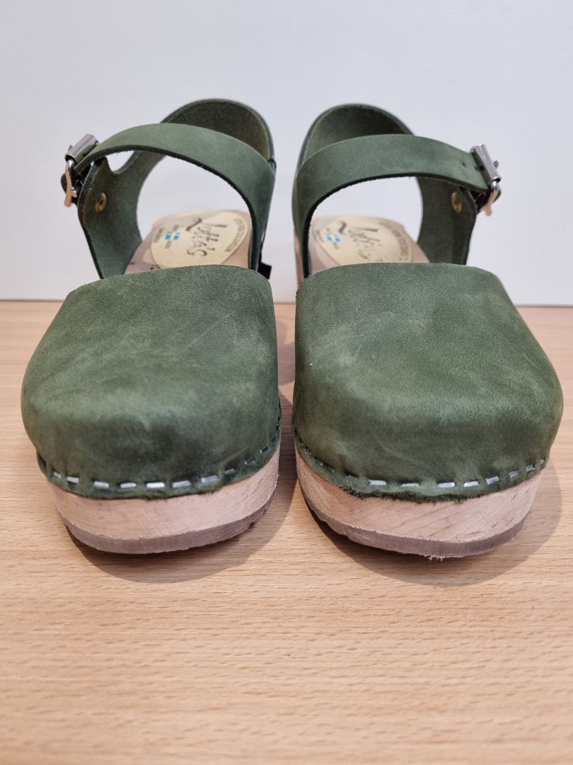Lotta from Stockholm Green Highwood Nubuck Clogs - Size 37/4