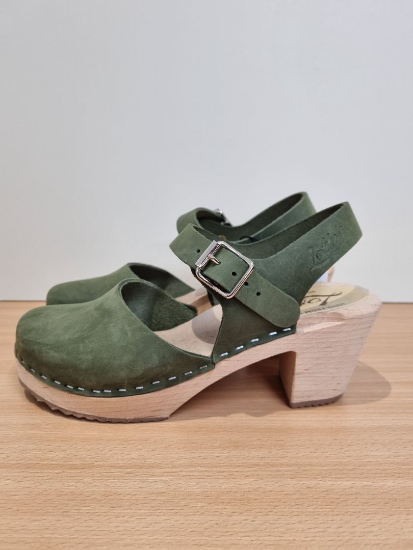 Lotta from Stockholm Green Highwood Nubuck Clogs - Size 37/4