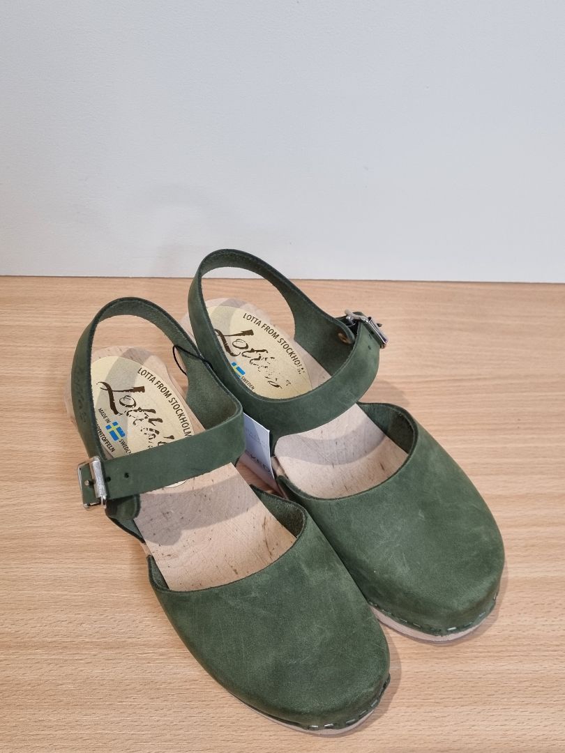 Lotta from Stockholm Green Highwood Nubuck Clogs - Size 37/4