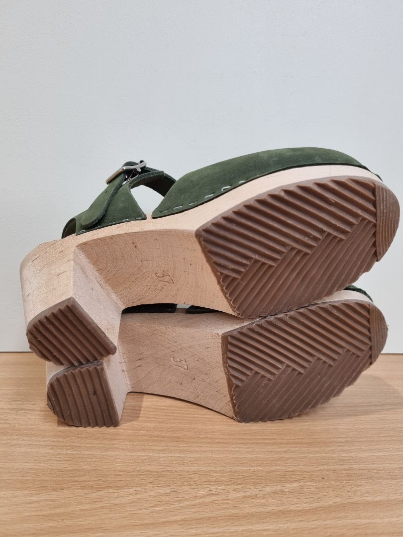 Lotta from Stockholm Green Highwood Nubuck Clogs - Size 37/4