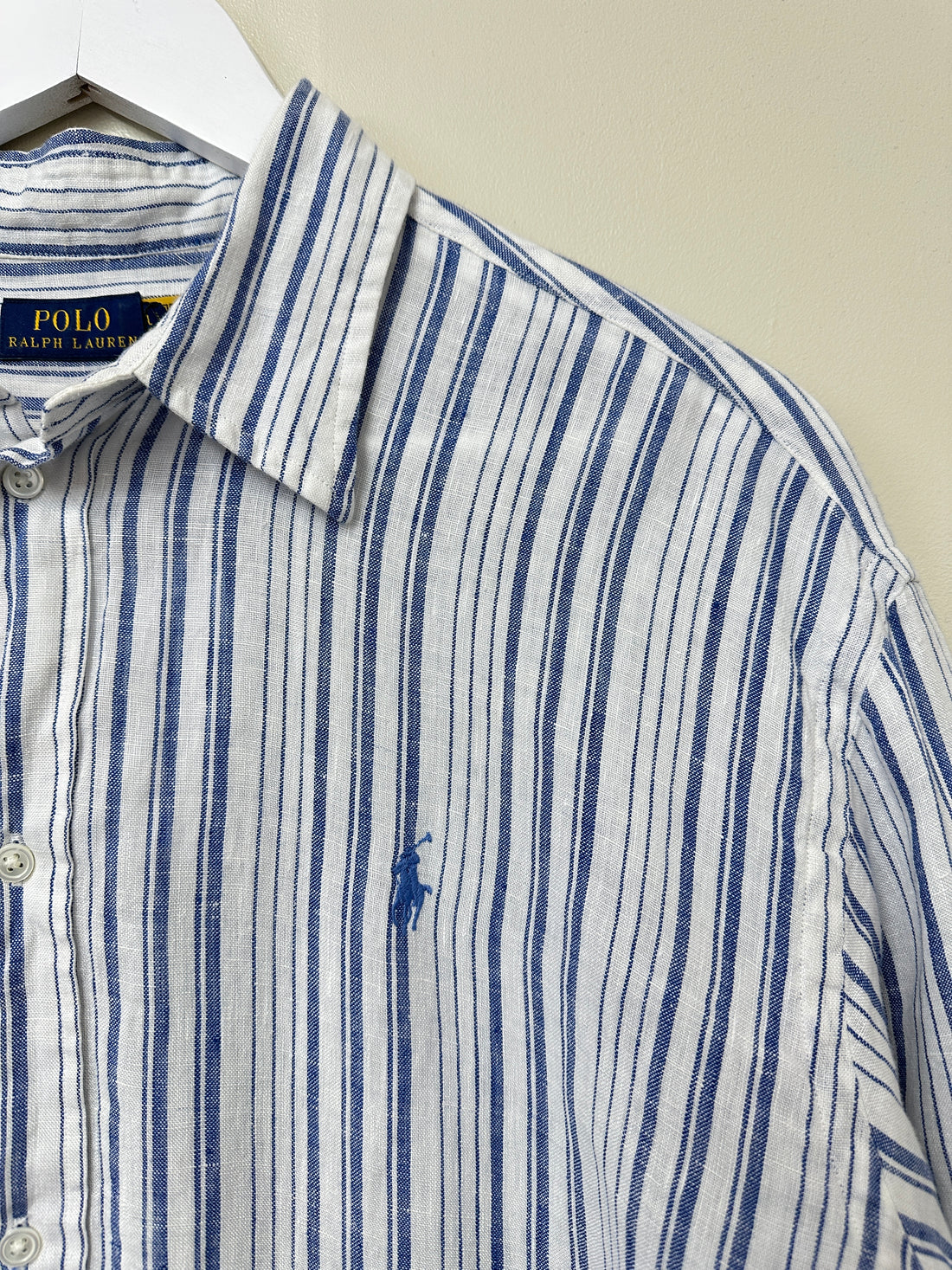 Polo Ralph Lauren Blue White Striped Hi-Low Shirt - Size L