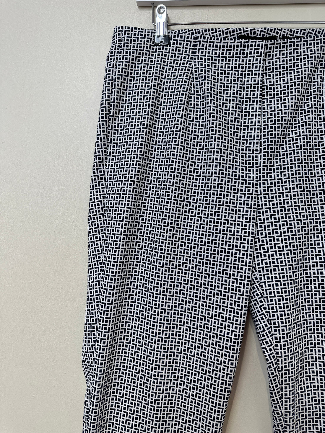 Robell Navy White Marie Full Length Tapered Trousers - Size 14