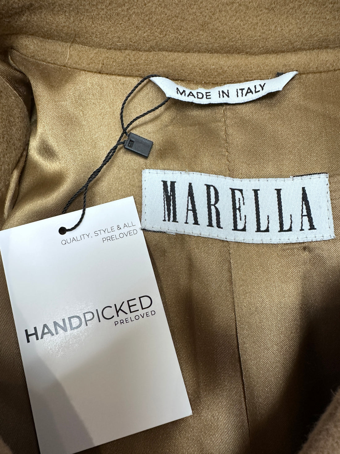 Marella Camel Wool Mix Long Coat - Size 10