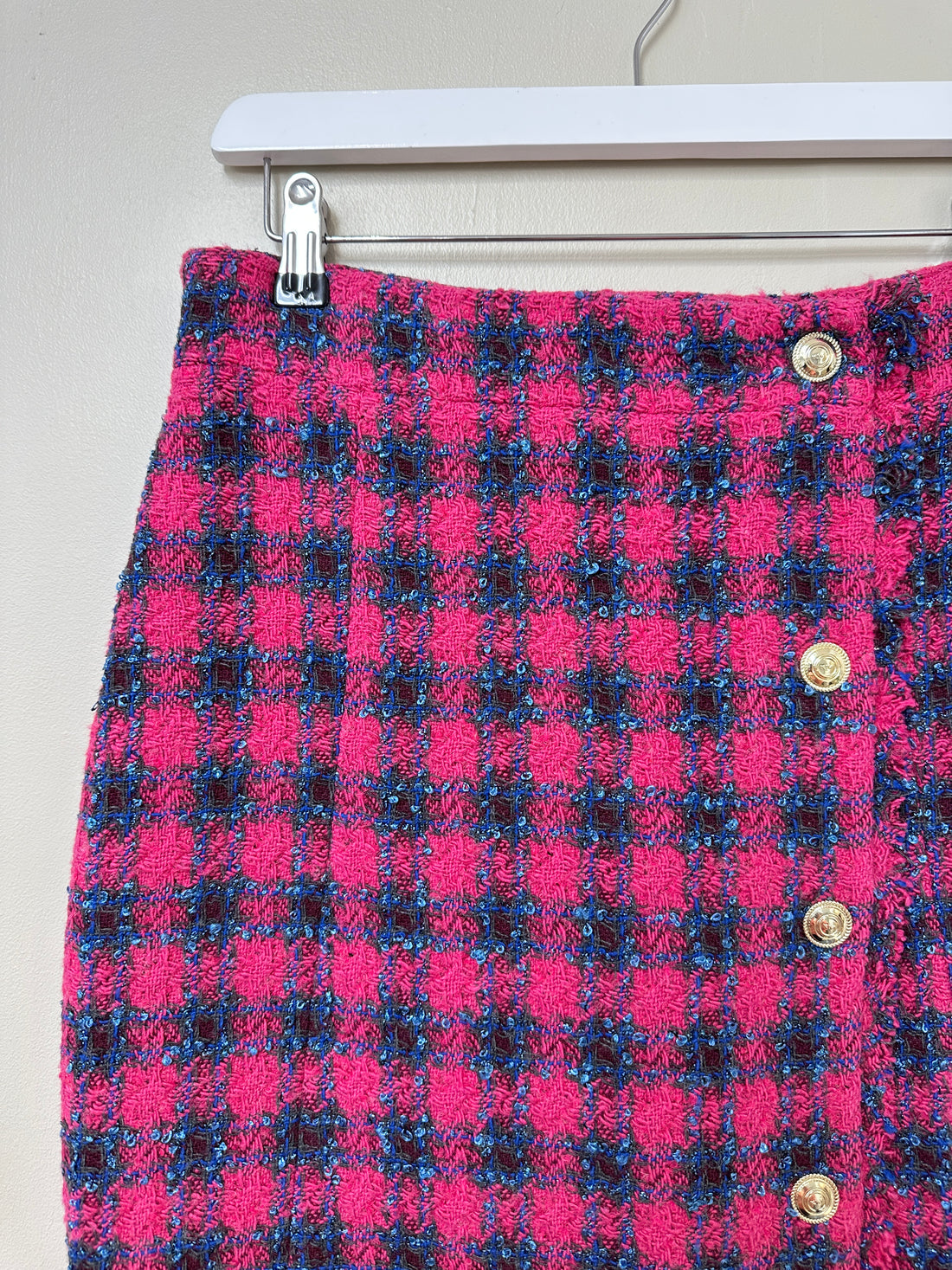 Karen Millen Pink Boucle Pencil Skirt - Size 14