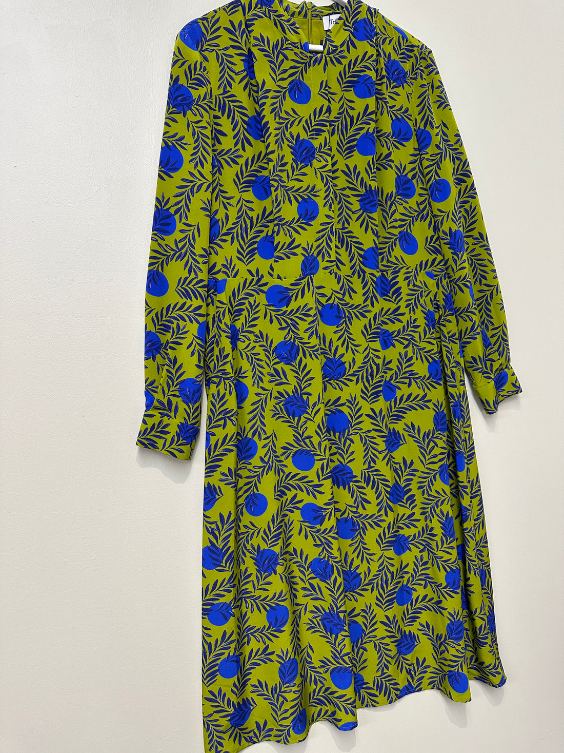 The Fold Green Silk Midi Dress - Size 16