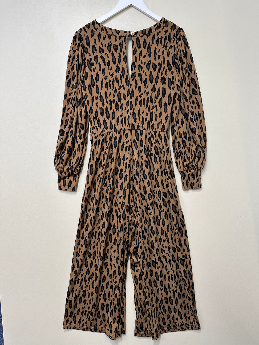 Jolie Moi Brown Black Leopard Print Jumpsuit - Size 10