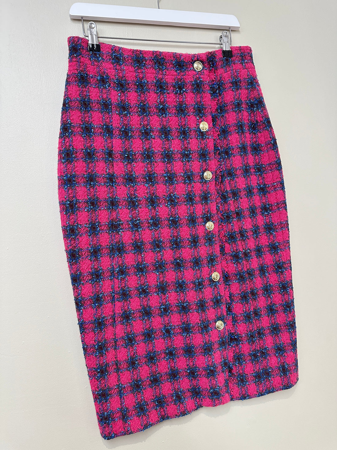 Karen Millen Pink Boucle Pencil Skirt - Size 14