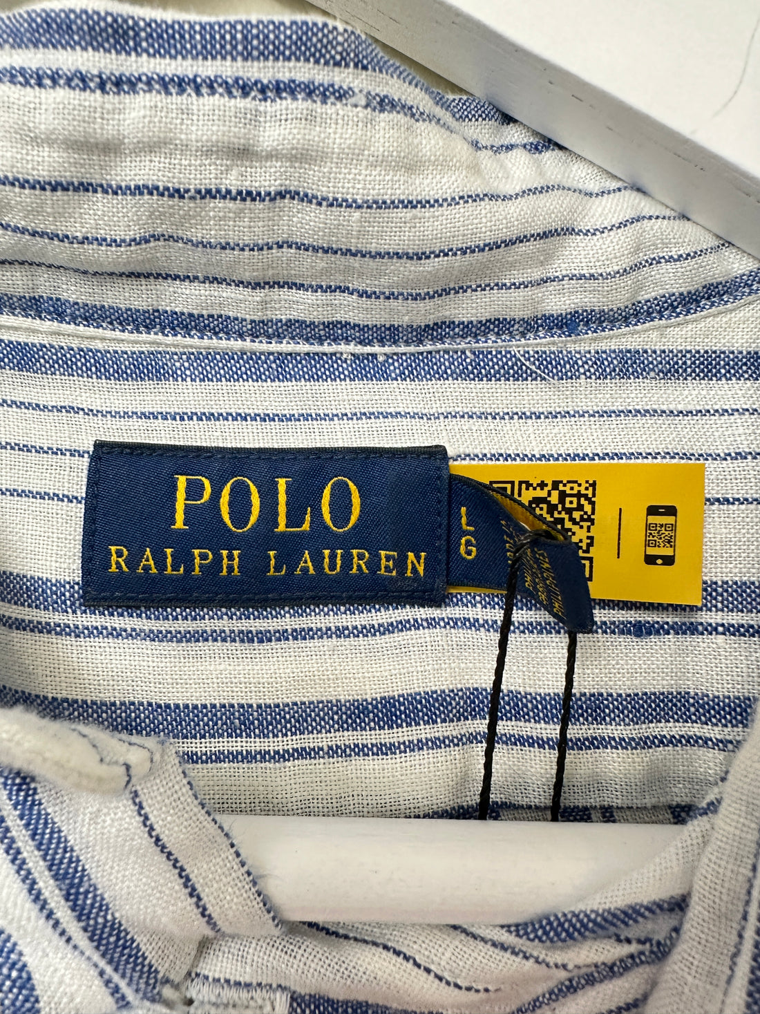 Polo Ralph Lauren Blue White Striped Hi-Low Shirt - Size L