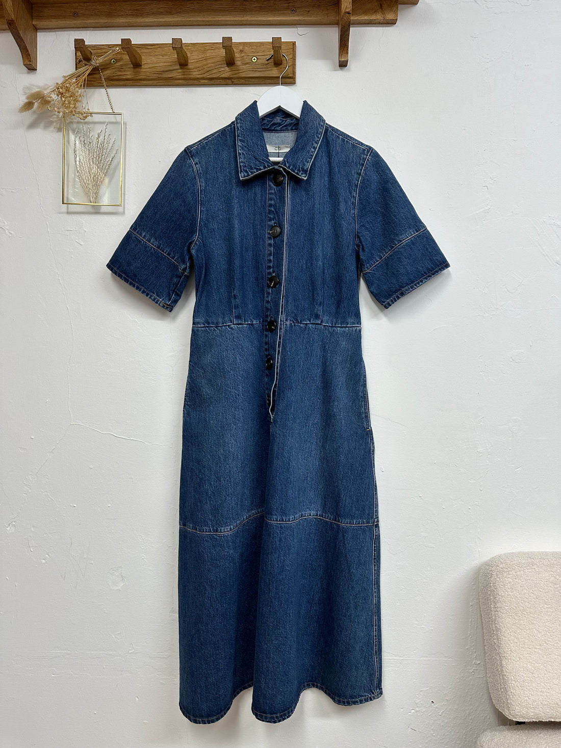 CO Collections Blue Denim Midi Shirt Dress - Size M