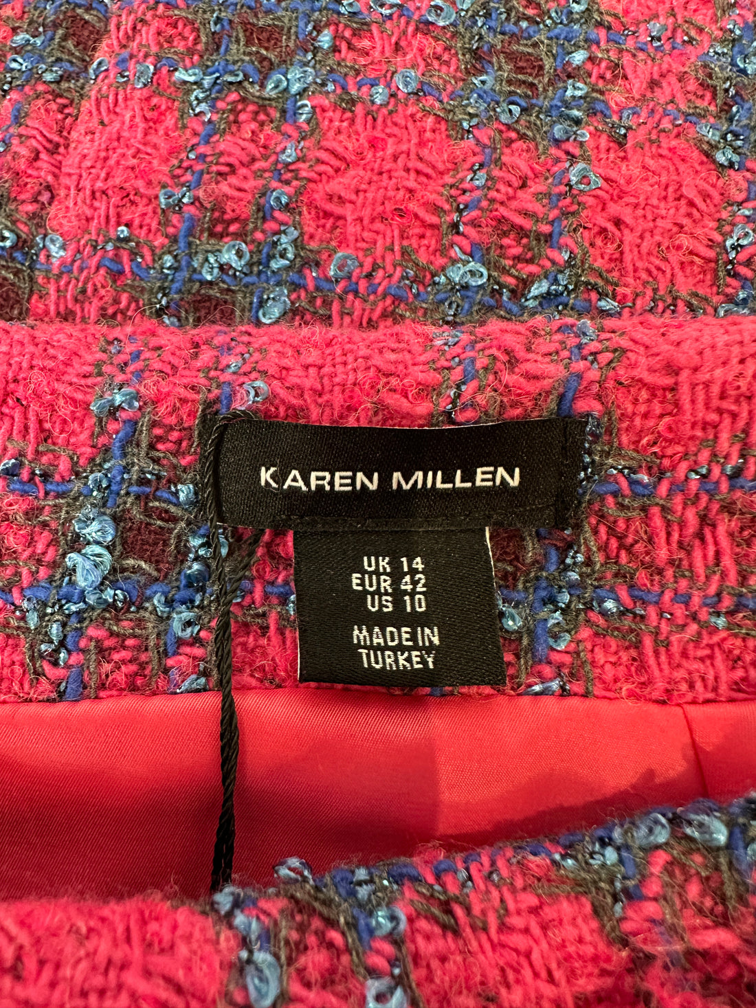 Karen Millen Pink Boucle Pencil Skirt - Size 14