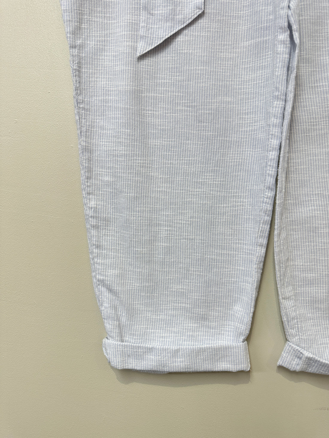 Intown Blue White Paperbag Belted Trousers - Size 12