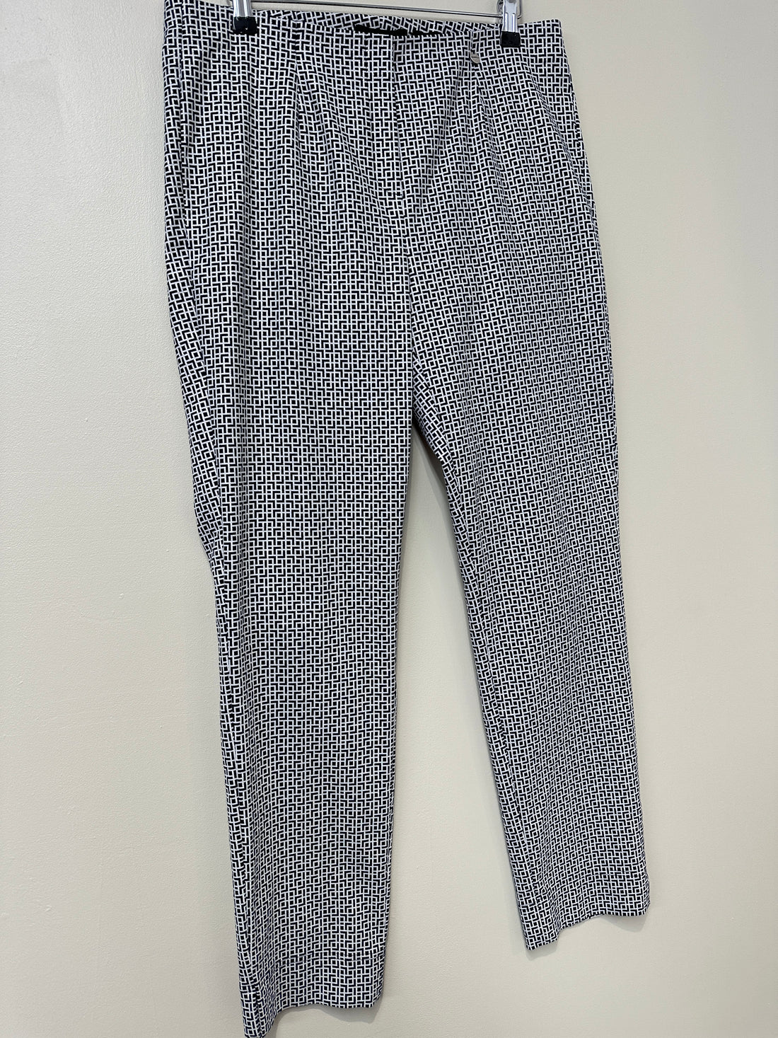 Robell Navy White Marie Full Length Tapered Trousers - Size 14