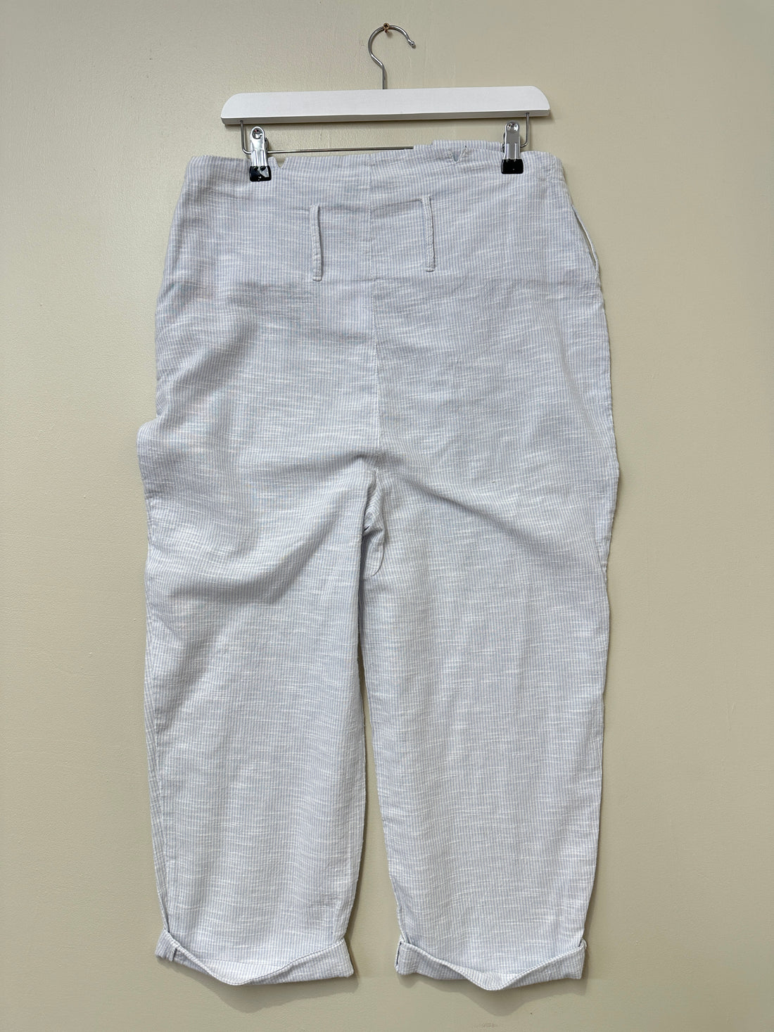Intown Blue White Paperbag Belted Trousers - Size 12