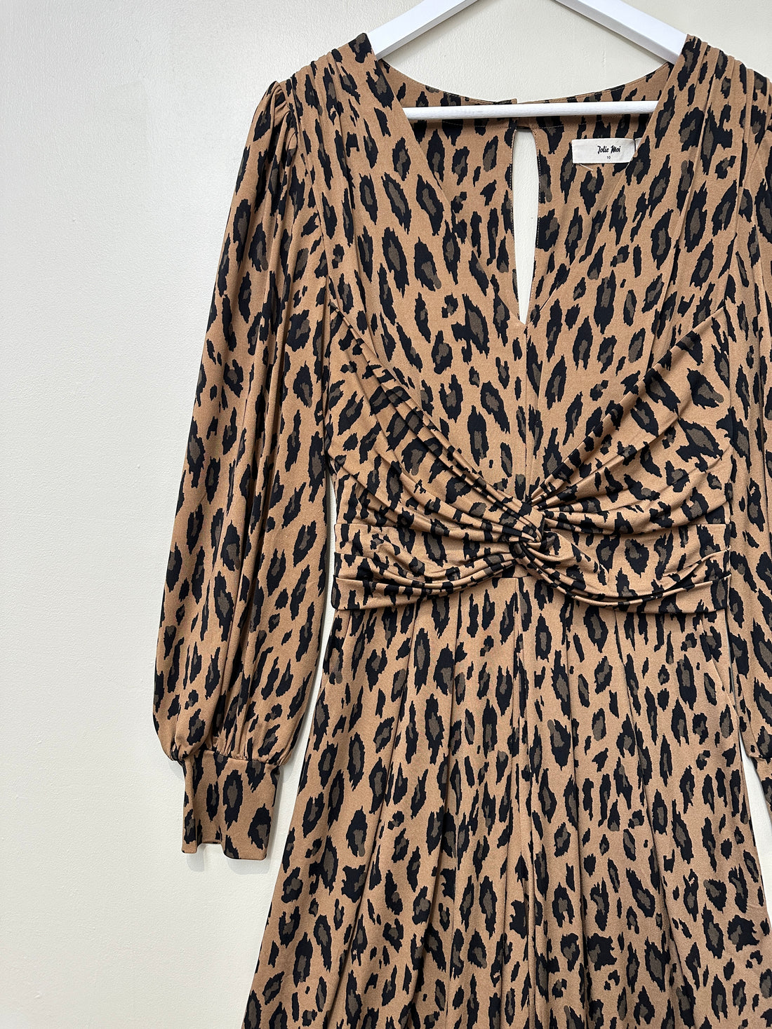 Jolie Moi Brown Black Leopard Print Jumpsuit - Size 10