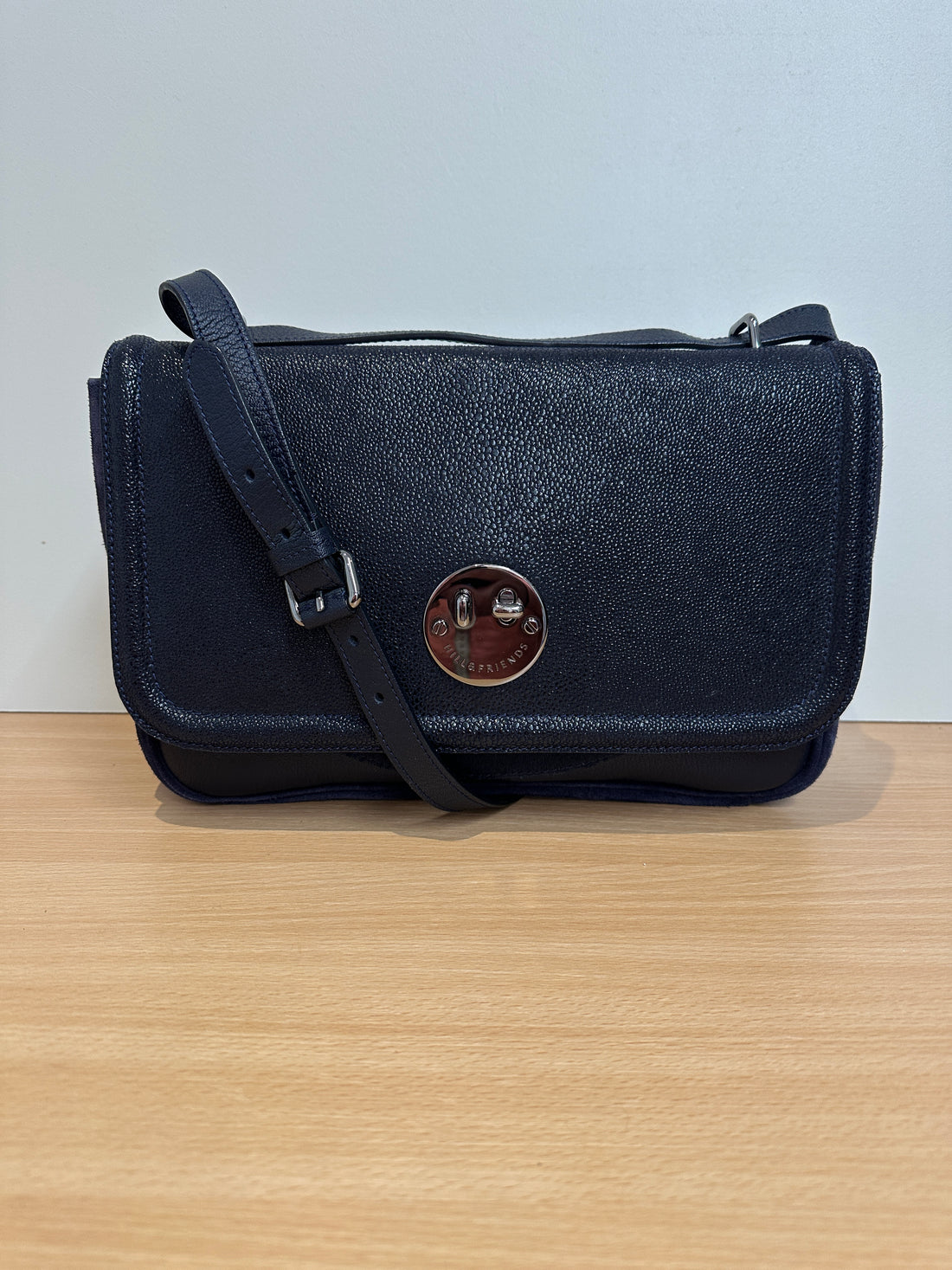 Hill & Friends Navy Blue Happy Handbag
