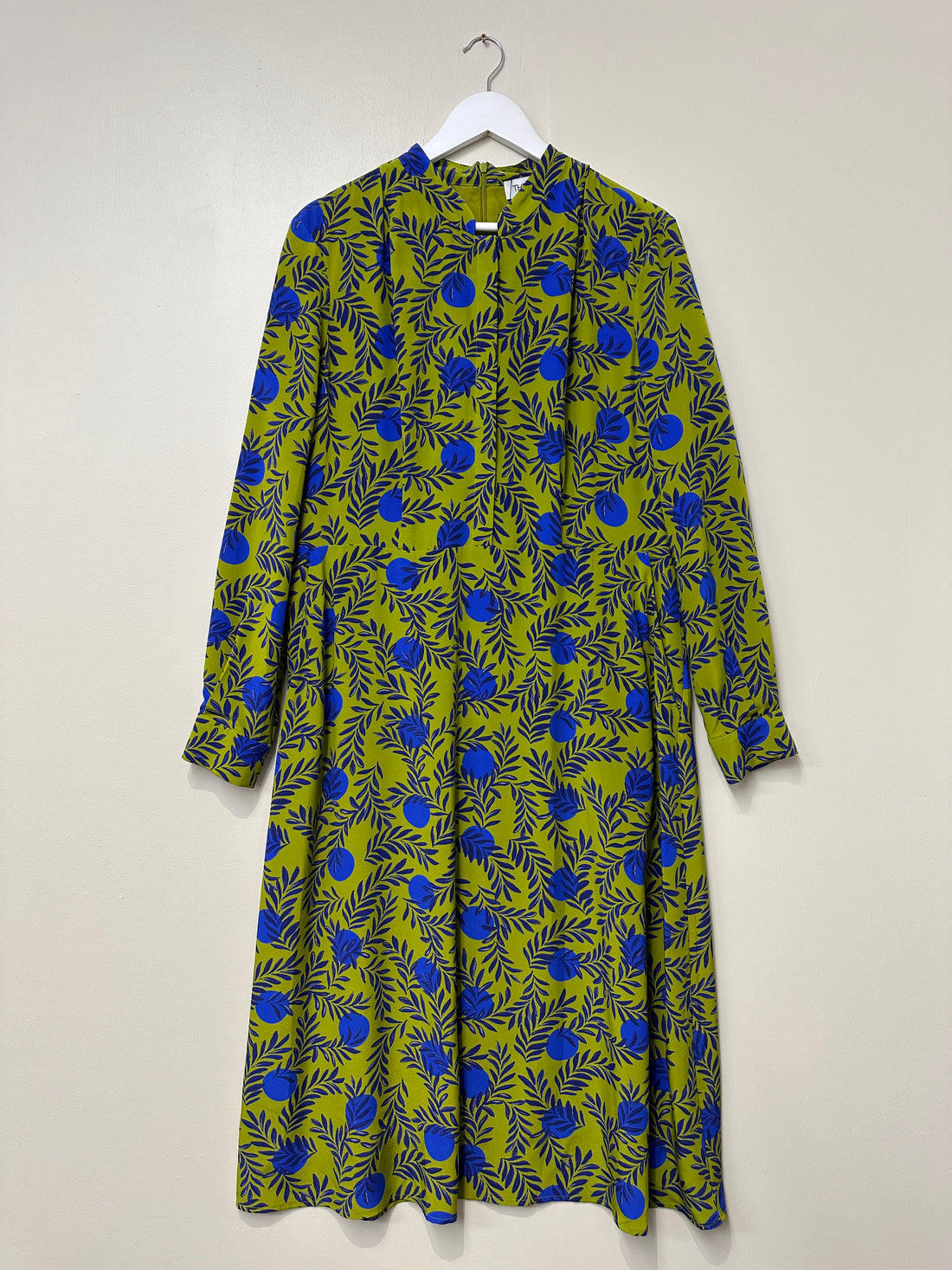 The Fold Green Silk Midi Dress - Size 16